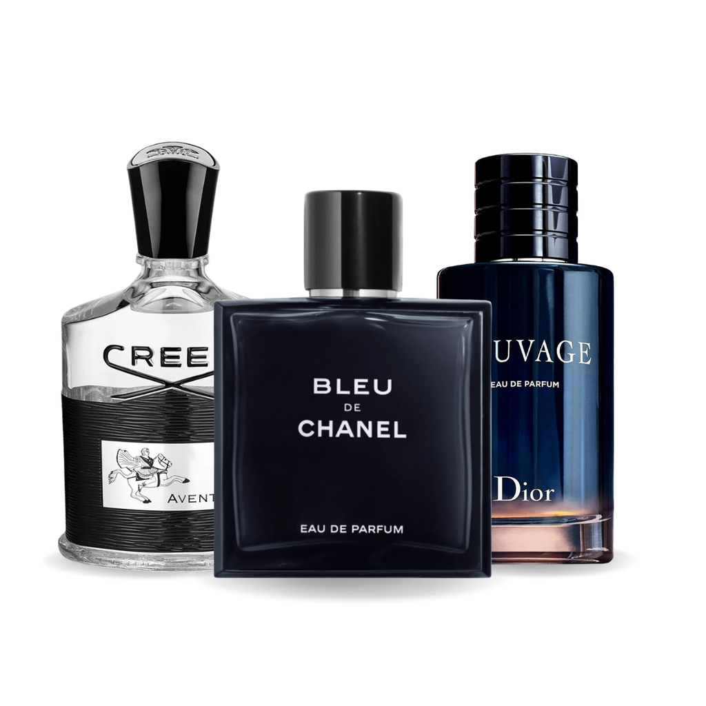 Cofanetto 3 profumi Creed AVENTUS, BLEU DE CHANEL, Dior SAUVAGE 100ml